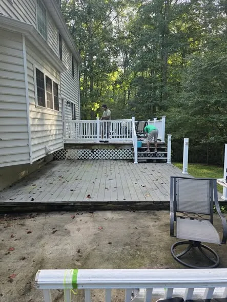 Before: deck rebuild: old gray wood deck