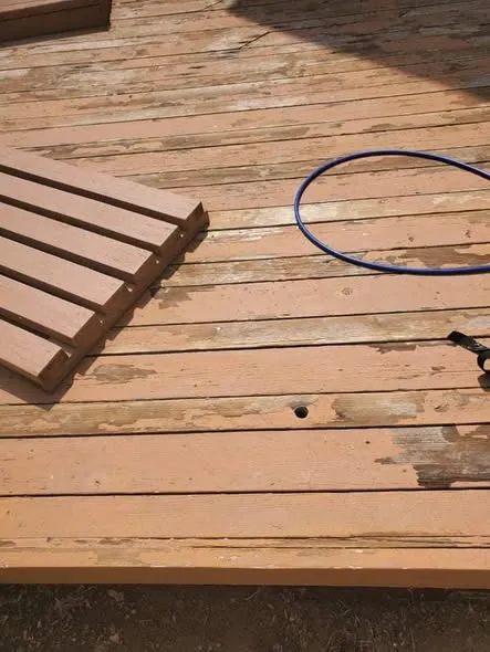 Before: deck restain: peeling stain